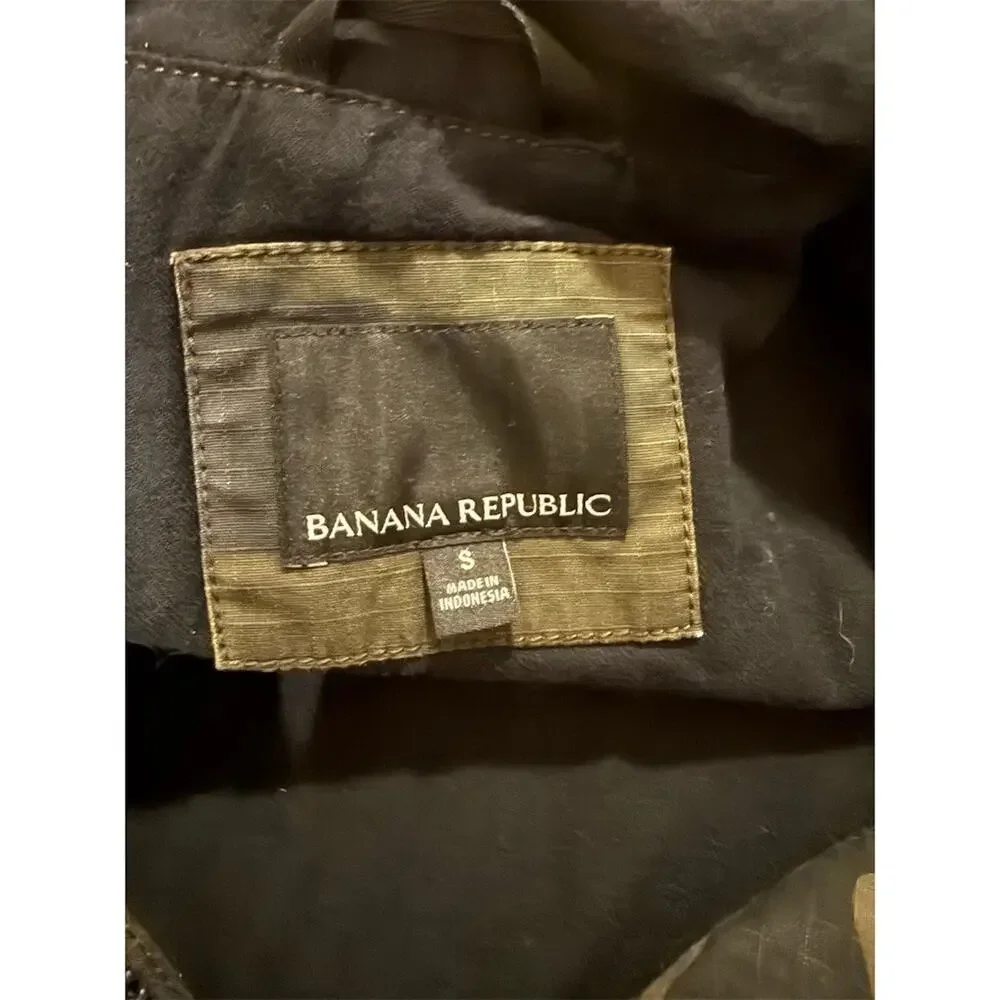 Banana Republic Military Field Jacket Mens S Green Camo Hooded 4-Pocket